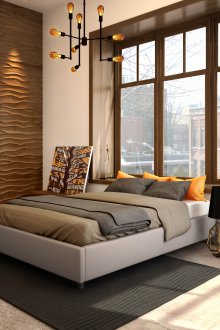 Κρεβάτι κάτω από το παράθυρο στο υπνοδωμάτιο