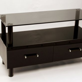 Βάση τηλεόρασης με ράφι από γυαλί