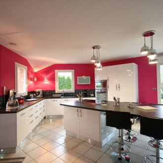 Σχεδιασμός κουζίνας ροζ 20 τ.μ.