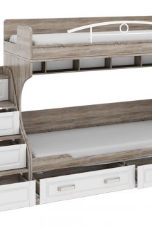 Γκρι κουκέτα με συρτάρια