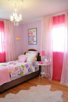 Σχεδιασμός κουρτινών για παιδικό δωμάτιο με μπιζέλια