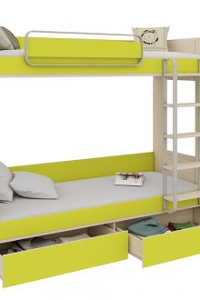 Λευκό-πράσινο κουκέτα για δύο παιδιά