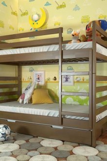 Καφέ κουκέτα για δύο παιδιά