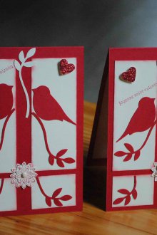 Δώρο για τις 14 Φεβρουαρίου do-it-yourself ευχετήρια κάρτα με τα πουλιά.