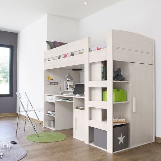 Κρεβάτι σοφίτα λευκασμένη δρυς