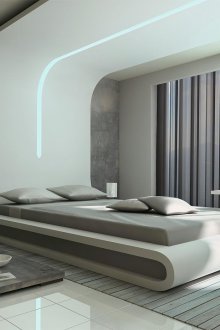 Φουτουριστικό κρεβάτι στο βάθρο