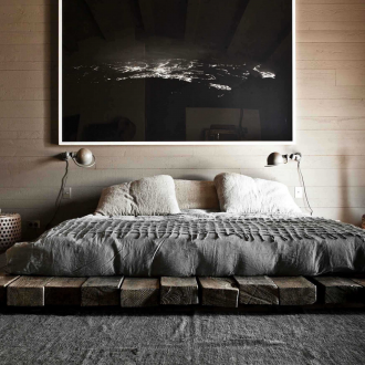 Ρουστίκ κρεβάτι πασαρέλα στυλ