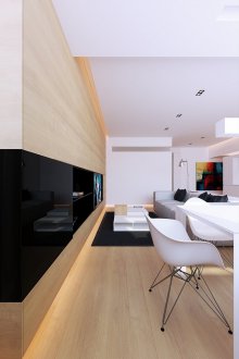 Ιαπωνικό εσωτερικό με γυαλιστερά έπιπλα