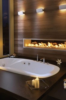 Ο συνδυασμός καφέ και ελιάς χρώματος στο μπάνιο