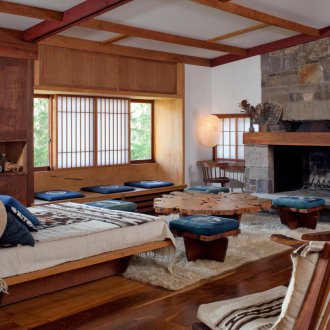 Ιαπωνικό εσωτερικό με τζάκι