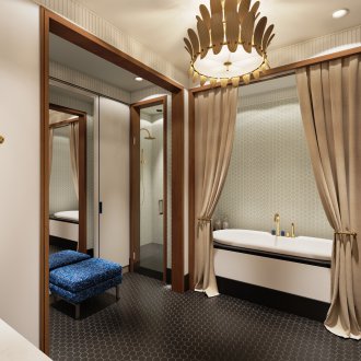 Ζωνοποίηση κουρτίνες κουρτίνες στο μπάνιο