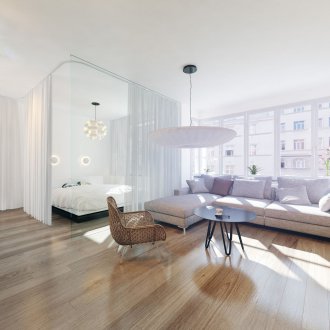 Ζωνοποίηση με κουρτίνες σε ένα δωμάτιο Χρουστσόφ