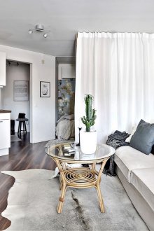 Ζωνοποίηση με κουρτίνες στο διαμέρισμα στούντιο