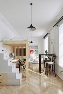 Πώς να οργανώσει τα έπιπλα σε ένα στούντιο διαμέρισμα με ένα παιδί