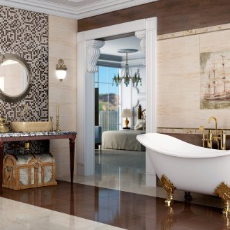 Μωσαϊκό για διακόσμηση του τείχους πίσω από τον καθρέφτη του μπάνιου