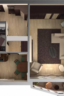 Στούντιο διαμέρισμα 40 τ.μ. από πάνω