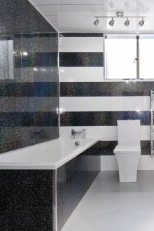 Επισκευή τουαλέτας σε μαύρο και άσπρο