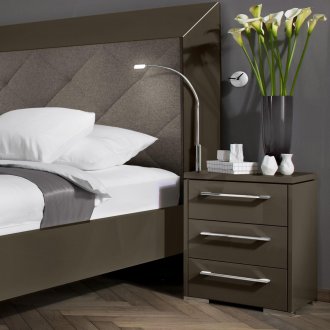 Καφέ γυαλιστερή κομοδίνο