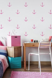 Ναυτικό μωσαϊκό με ροζ ταπετσαρία