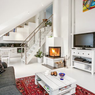 Σοφίτα σχεδίαση κουζίνας σαλόνι