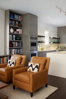 Σχεδιασμός κουζίνας καθιστικού με ράφια