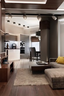 Σχεδιασμός καθιστικό κουζίνα στο στούντιο