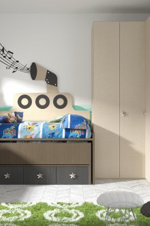 Διακόσμηση για το δωμάτιο ενός αγοριού με καφέ έπιπλα