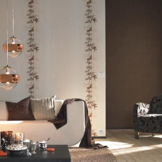 Ένας συνδυασμός καφέ και μπεζ ταπετσαρίες