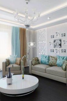 Σκούρο μπλε σκιά τυρκουάζ στο σαλόνι