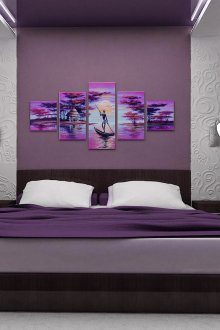 Ο συνδυασμός μοβ, καφέ και λευκό στο εσωτερικό του υπνοδωματίου