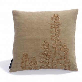 Καφέ διακοσμητικό μαξιλάρι με beadwork