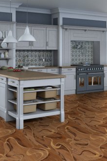 Καφέ λινέλαιο με σχέδια στην κουζίνα