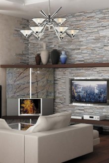 Μερική διακόσμηση τοίχων στο σαλόνι με πέτρα