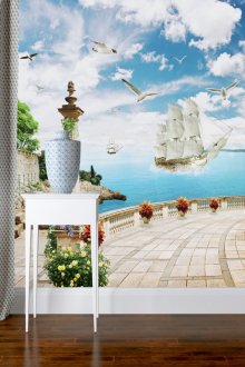 Φωτεινή μεγάλη τοιχογραφία στο εσωτερικό του τείχους