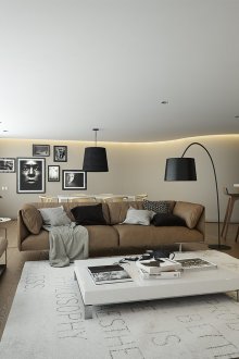 Καφέ και λευκό καθιστικό