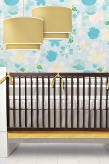 Κίτρινο-μπλε ταπετσαρία floral στο φυτώριο