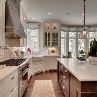 Στερεό λευκό γωνιακό σετ κουζίνας