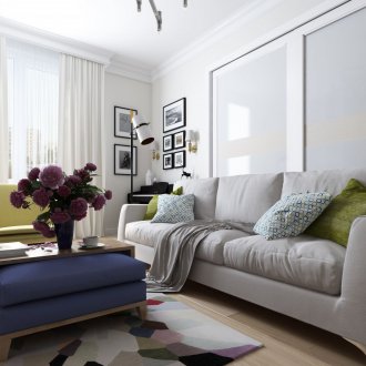 Εκλεκτικό σαλόνι με ζωντανές λεπτομέρειες