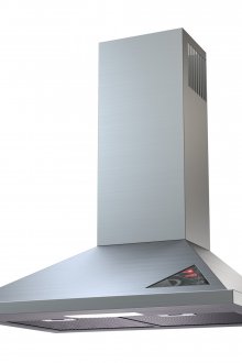 Κομψή μεταλλική κουκούλα στην κουζίνα