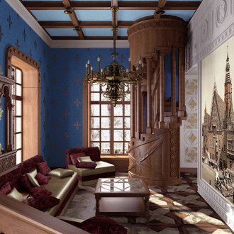 Scara frumoasa in sufragerie in stil gotic