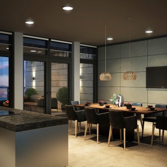 Βιομηχανικό στυλ τραπεζαρία και κουζίνα