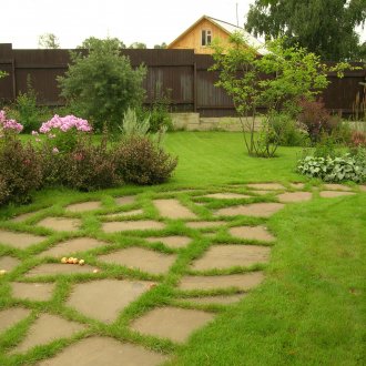 Μεγάλο κομμάτι κεραμιδιών στο γκαζόν