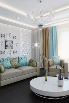 Τιρκουάζ τόνους σε ένα γκρίζο-μπεζ εσωτερικό