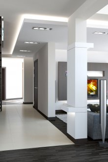 Moderne design av brun og hvit dupleksleilighet